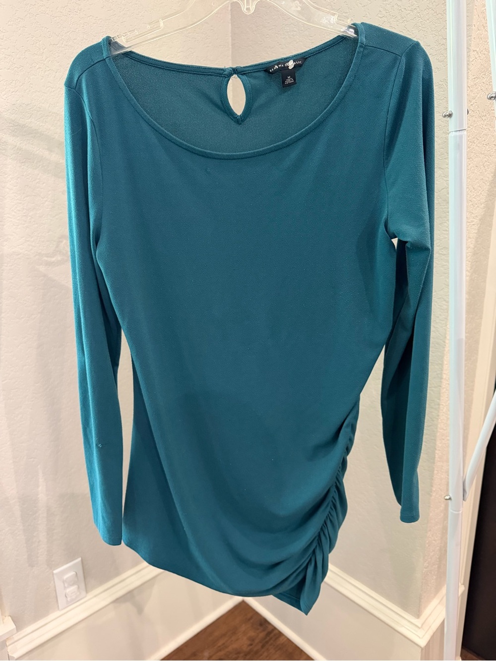 Banana Republic Teal Long Sleeve Ruched Side Top